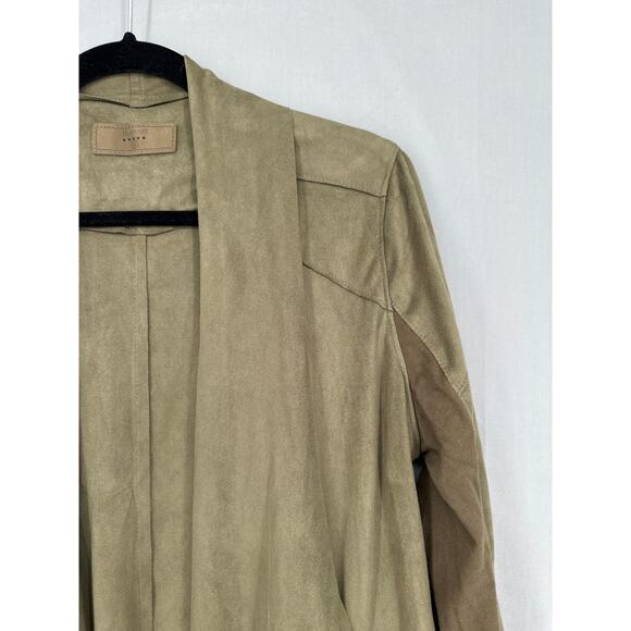 BlankNYC Jacket Womens Large Green Faux Suede Olive Drape Lightweight Stretch - Picture 6 of 9